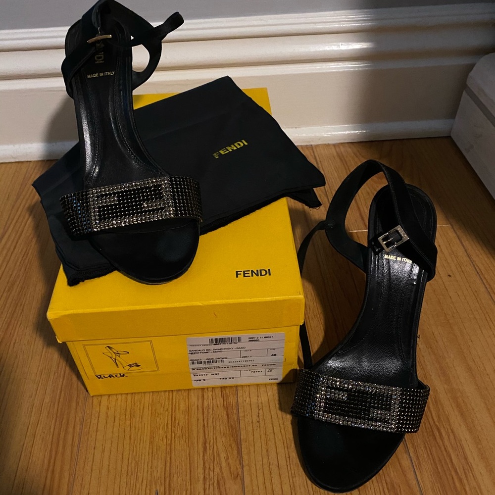 Fendi Swarovski open toe heels
